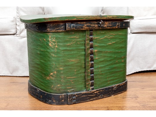 Hand-crafted Wood And Iron Lidded Storage Box