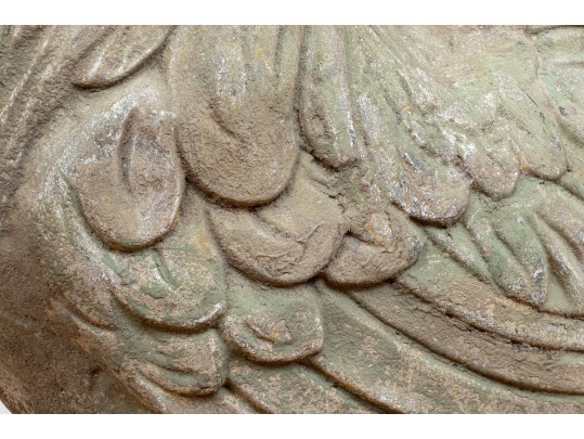 Antique Cast Lead Sculpturesque Rooster On Stand