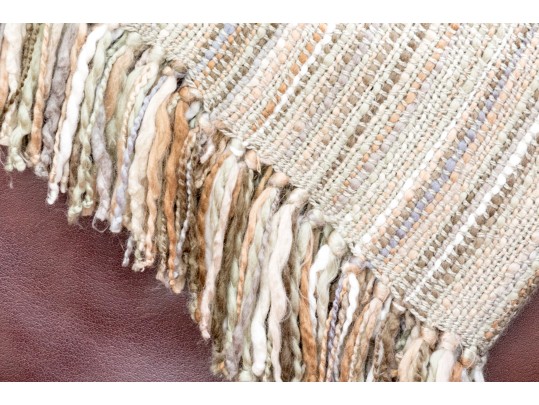 Vintage Crate & Barrel Leather Upholstered Club Chair And Throw Blanket