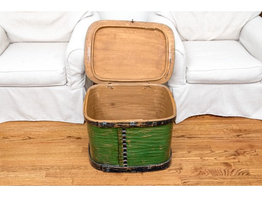 Hand-crafted Wood And Iron Lidded Storage Box