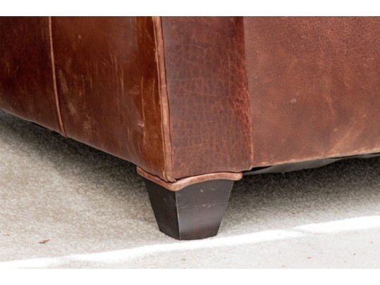 Vintage Crate & Barrel Leather Upholstered Club Chair And Throw Blanket