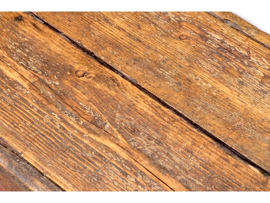 Antique Farmhouse Painted Wood Bench In Red