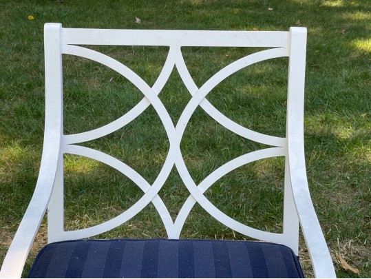 McKinnon And Harris Pair Of White Regency Style Aluminum Patio Chairs