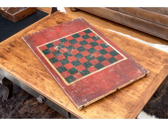 Antique Hand-painted Double Sided Game Board
