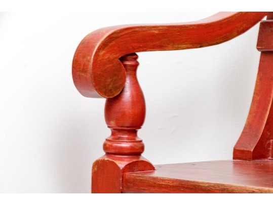 Vintage Farmhouse Chic Red Painted Bench