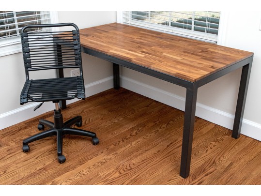 Handsome Industrial Chic Table With Desk Chair