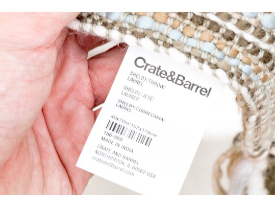 Vintage Crate & Barrel Leather Upholstered Club Chair And Throw Blanket