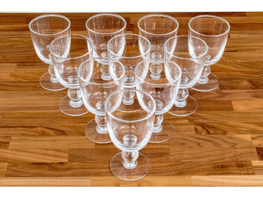 Set Of Ten Stemmed Glass Goblets
