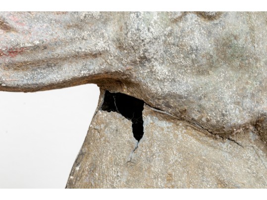 Antique Cast Lead Sculpturesque Rooster On Stand