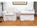 Pair Of Mitchell Gold For Pottery Barn Slipcovered Club Chairs 