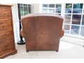 Vintage Crate & Barrel Leather Upholstered Club Chair And Throw Blanket