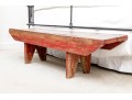 Antique Farmhouse Painted Wood Bench In Red