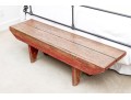 Antique Farmhouse Painted Wood Bench In Red