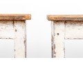 Pair Fabulous French Country Rustic Painted Taborets