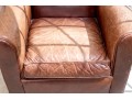 Vintage Crate & Barrel Leather Upholstered Club Chair And Throw Blanket