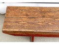 Antique Farmhouse Painted Wood Bench In Red