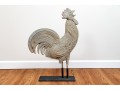 Antique Cast Lead Sculpturesque Rooster On Stand