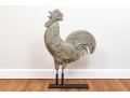 Antique Cast Lead Sculpturesque Rooster On Stand