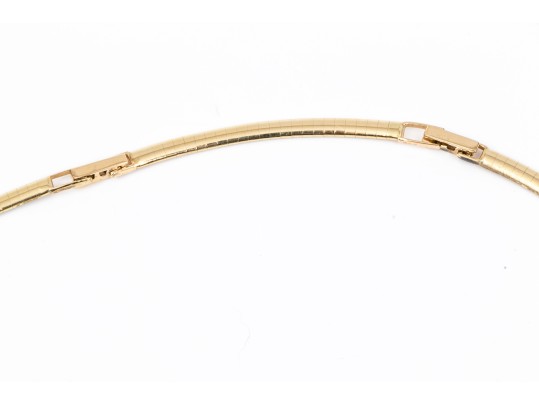 14k Yellow Gold Omega Necklace, With Extension Piece