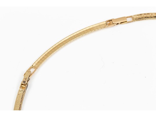 14k Yellow Gold Omega Necklace, With Extension Piece