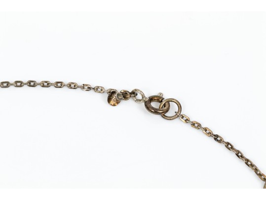 Sterling Silver Pretty Blue Glass Festooned Necklace