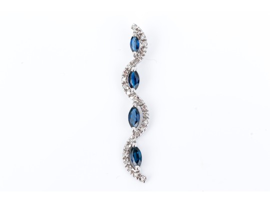 14k Gold Striking Contemporary Blue And White Sapphire Stack Pendant, App. 0.40 TCW 