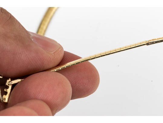 14k Yellow Gold Omega Necklace, With Extension Piece