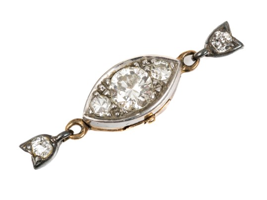 14k Gold Beautiful Antique Diamond Bead Clasp, App. 0.35 TCW