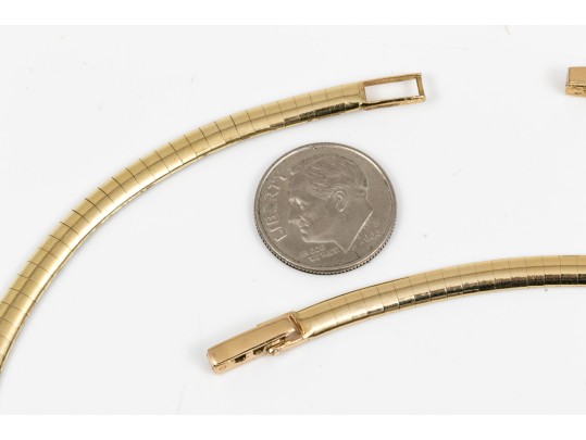 14k Yellow Gold Omega Necklace, With Extension Piece