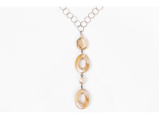 Emily Ray Sterling Silver Lovely Open Ring And Mother-of-pearl Link 