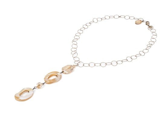 Emily Ray Sterling Silver Lovely Open Ring And Mother-of-pearl Link 