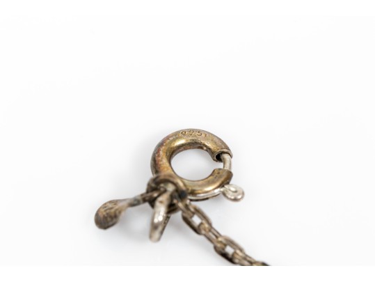 Sterling Silver Pretty Blue Glass Festooned Necklace