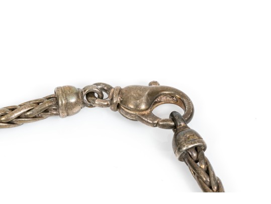 Sterling Silver Beautiful Glass, Cultured Freshwater Pearl Contemporary Necklace, On A Wheat Chain