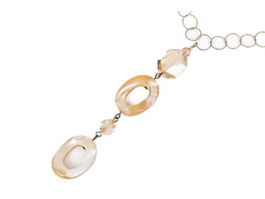 Emily Ray Sterling Silver Lovely Open Ring And Mother-of-pearl Link 