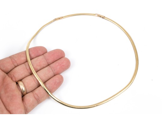 14k Yellow Gold Omega Necklace, With Extension Piece