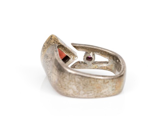 Sterling Silver And Vermeil Contemporary Bezel Set Garnet And Ruby Ring, App. 6.5 To 6.75
