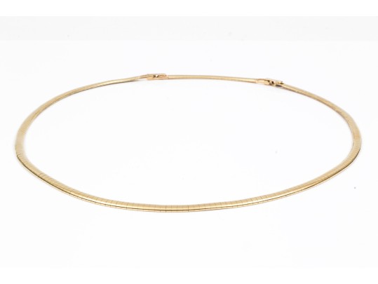 14k Yellow Gold Omega Necklace, With Extension Piece