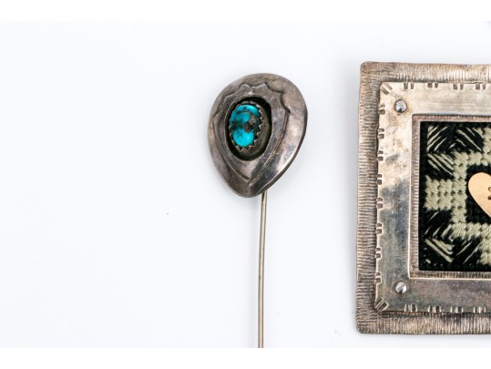 Sterling Silver, 800 Silver And Silver Plate Collection Of Southwestern Motif Jewelry Pieces