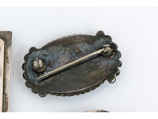 Sterling Silver, 800 Silver And Silver Plate Collection Of Southwestern Motif Jewelry Pieces