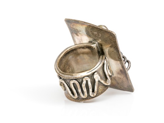 Sterling Silver Impactful Large Brutalist Style Sing, Size 6.5 Adjustable