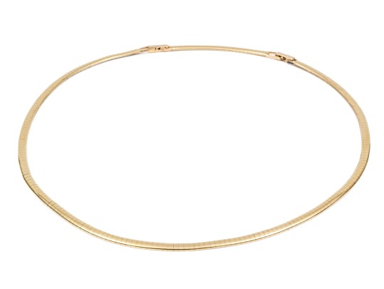 14k Yellow Gold Omega Necklace, With Extension Piece