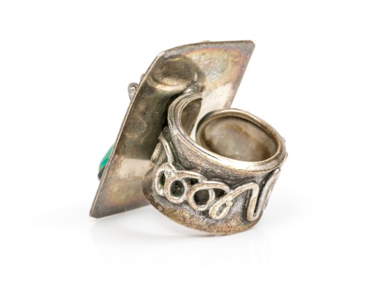 Sterling Silver Impactful Large Brutalist Style Sing, Size 6.5 Adjustable