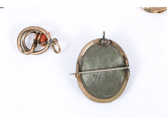 Lot Of Gold Filled Assorted Vintage Pendants, Brooches And Watch Fob