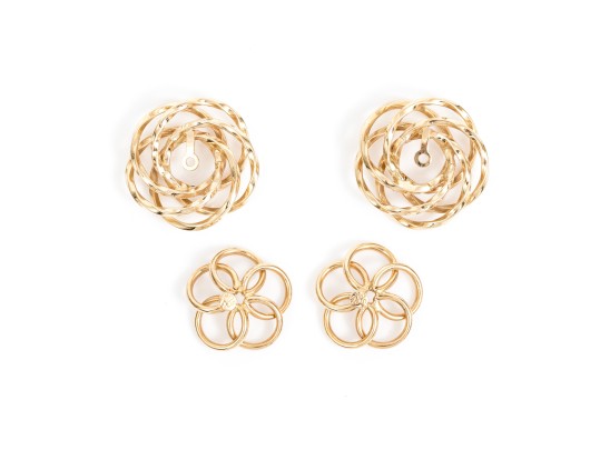 14k Yellow Gold Pair Of Knot Earrings Jackets And Swirl Earrings Jackets