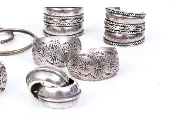Lot Of Fun Assorted Sterling Silver Southwestern Motif Hoop Earrings