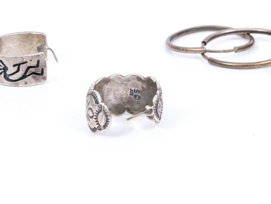 Lot Of Fun Assorted Sterling Silver Southwestern Motif Hoop Earrings