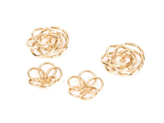 14k Yellow Gold Pair Of Knot Earrings Jackets And Swirl Earrings Jackets