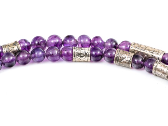 Fun Collection Of Purple Motif Jewelry Including An Amethyst Bead Necklace