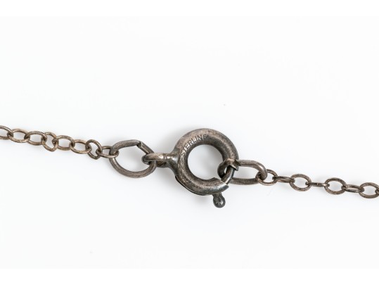 Sterling Silver Lovely Pair Of Complementary Chalcedony And Agate Pendants, With Chains