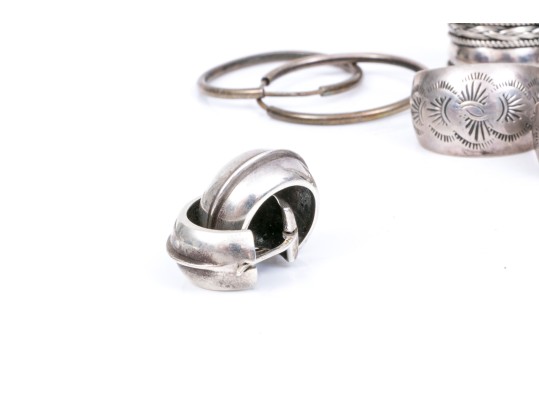 Lot Of Fun Assorted Sterling Silver Southwestern Motif Hoop Earrings